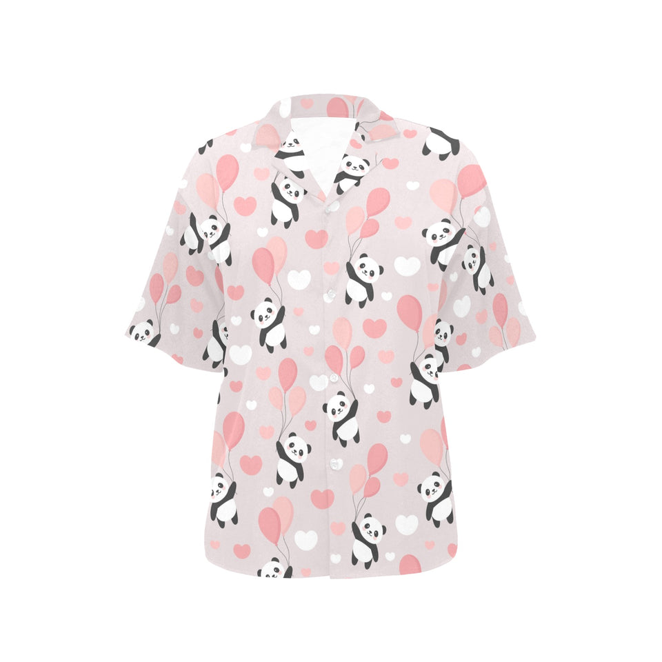 Cute panda ballon heart pattern Women's All Over Print Hawaiian Shirt