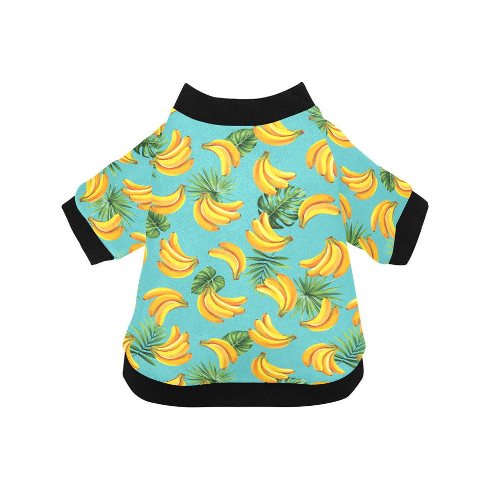 Banana Palm Leaves pattern background All Over Print Pet Dog Round Neck Fuzzy Shirt