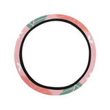 Grapefruit leaves flower pink background Car Steering Wheel Cover