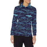 Shark pattern Women's Long Sleeve Polo Shirt