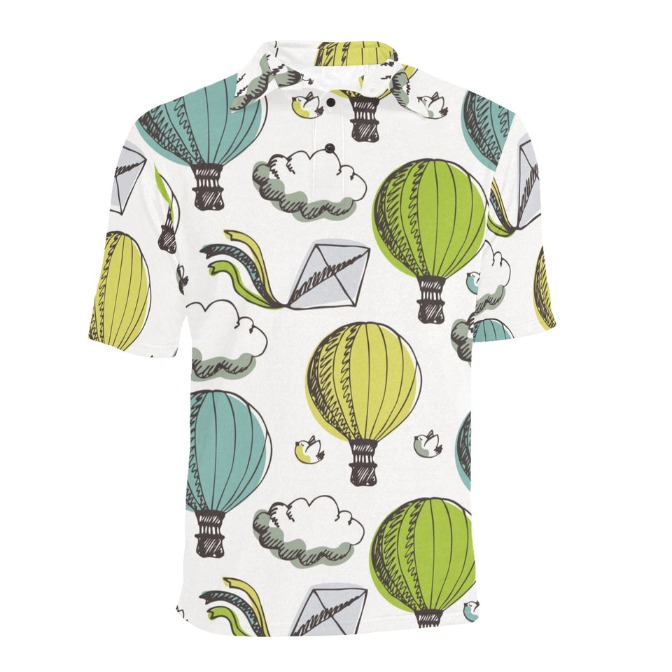 Hot Air Balloon Bird Cloud Pattern Men's All Over Print Polo Shirt