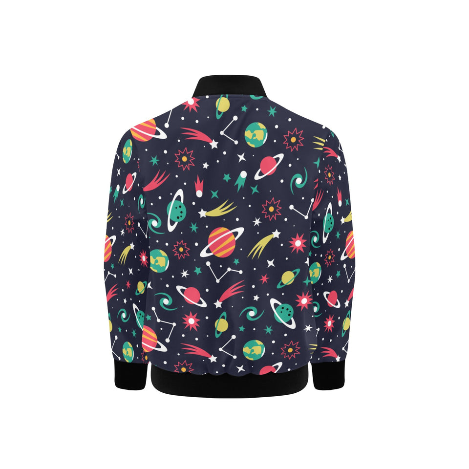 colorful space pattern planet star Kids' Boys' Girls' Bomber Jacket