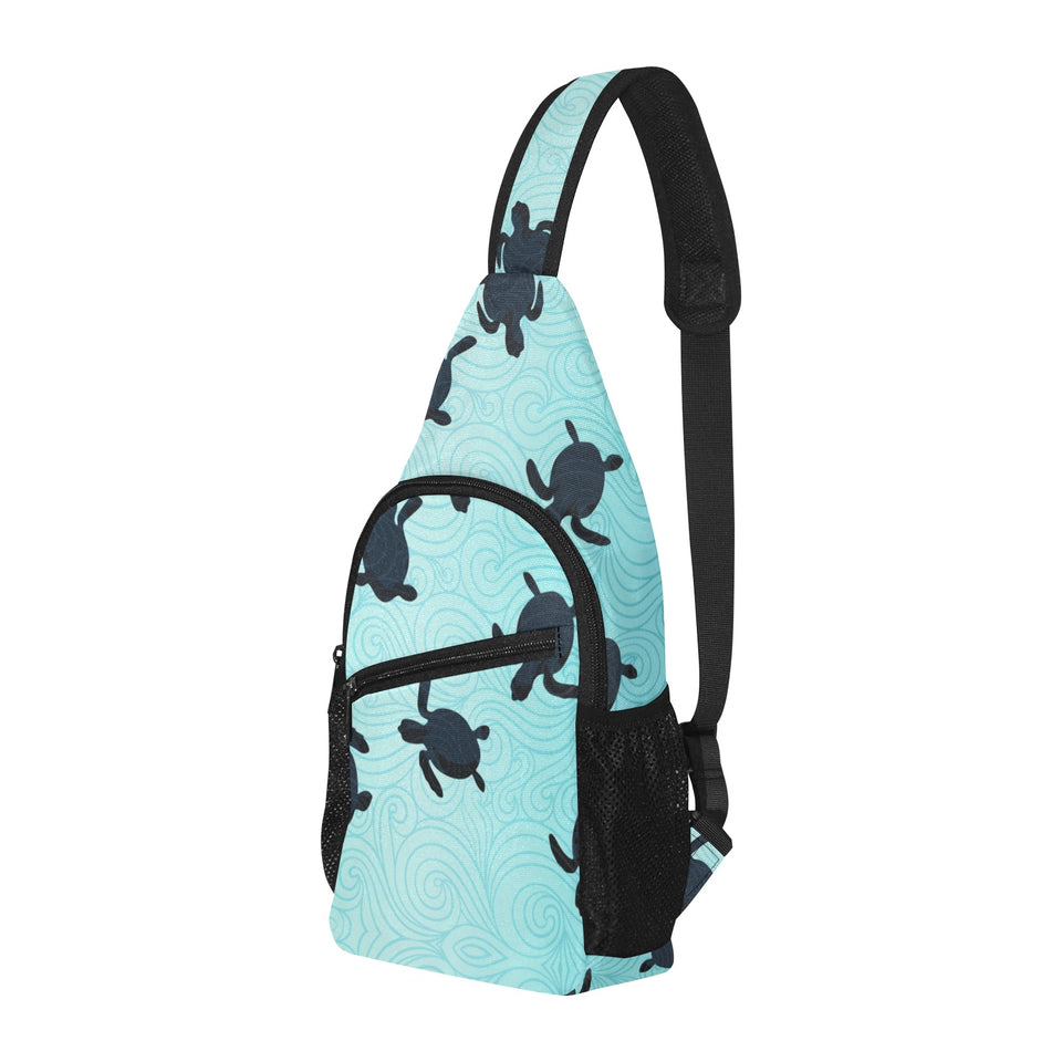 Sea turtle with blue ocean backgroud All Over Print Chest Bag