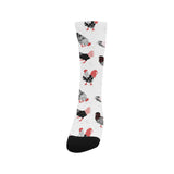 Cool rooster chicken cock floral ornament backgrou Crew Socks