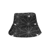 Spider web design pattern Black background white c Unisex Bucket Hat
