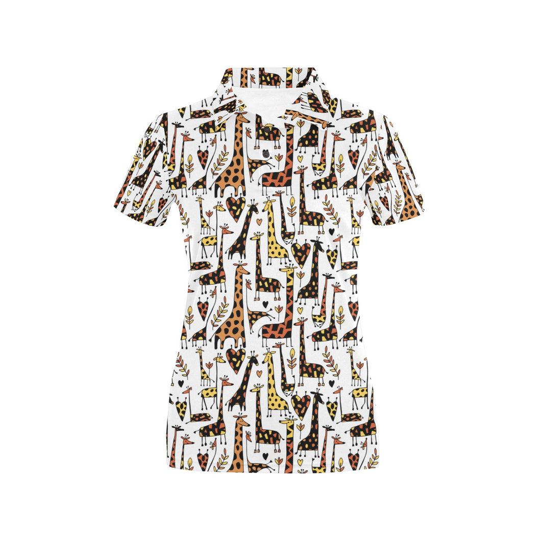 Giraffe Pattern Print Design 05 Women's All Over Print Polo Shirt