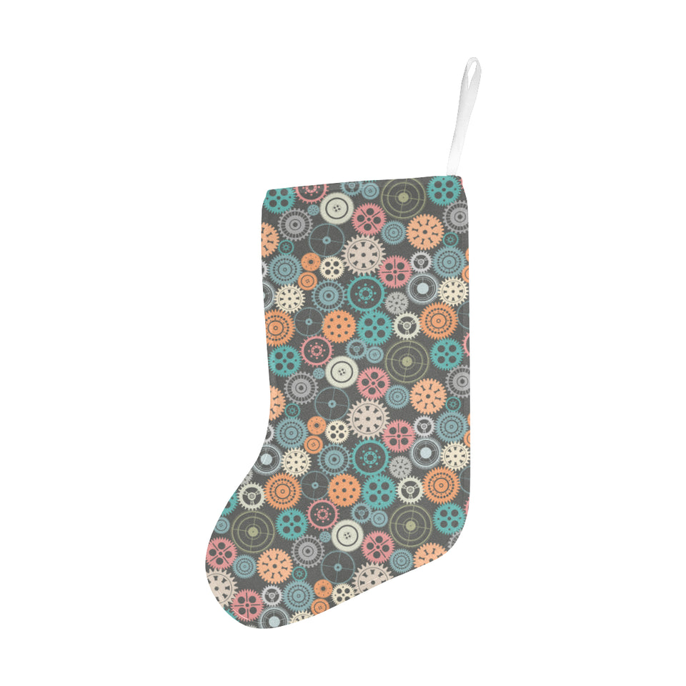 Gear Pattern Print Design 05 Christmas Stocking