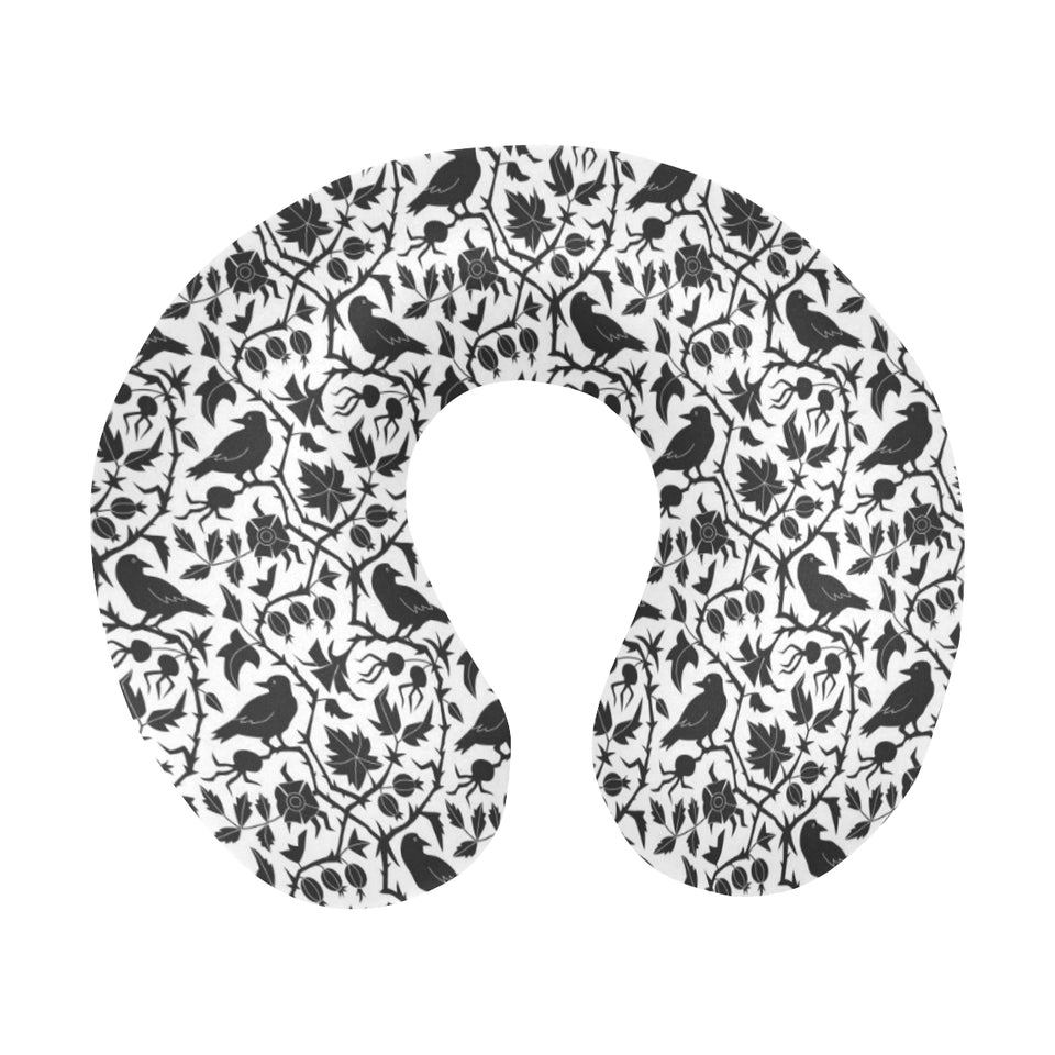 Crow dark floral pattern U-Shaped Travel Neck Pillow
