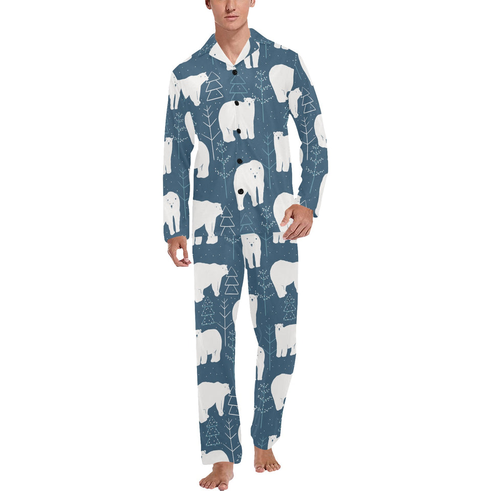 polar bear mother her child pattern Men's Long Pajama Set