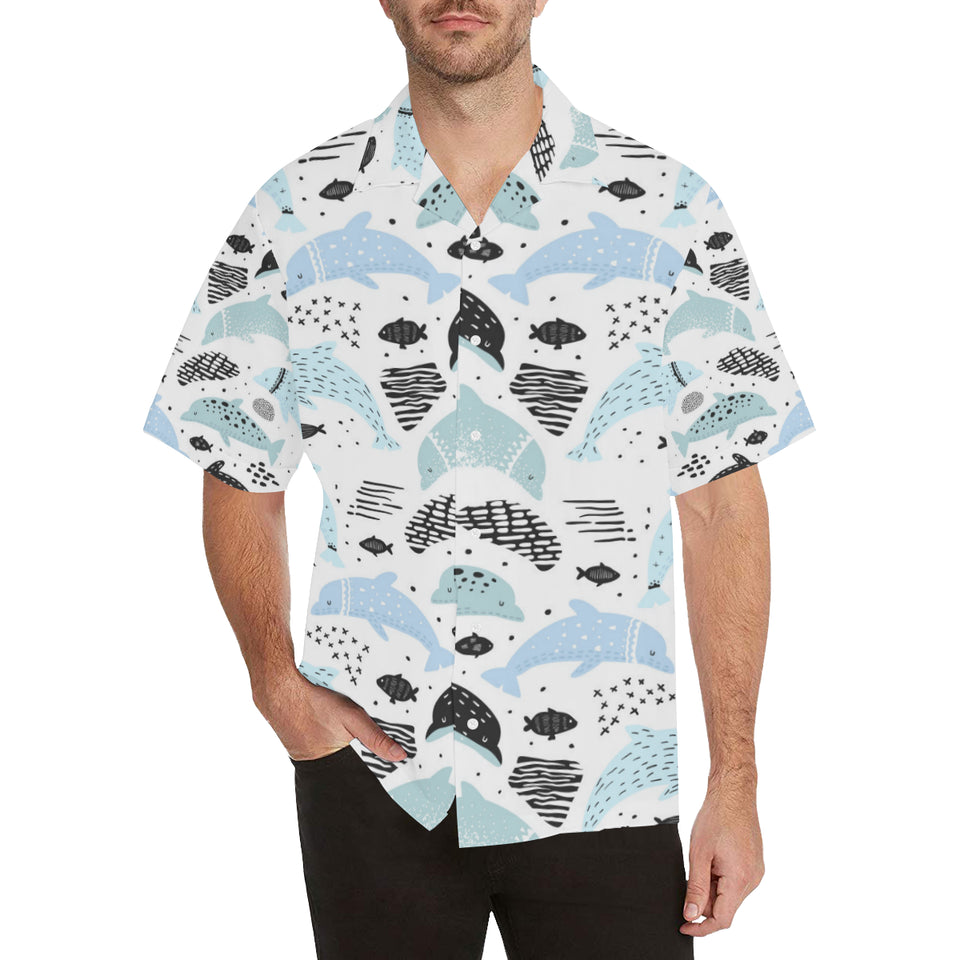 Cute dolphins Childish Style pattern Men's All Over Print Hawaiian Shirt