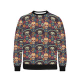 Sugar skulls flower maxican pattern Men's Crew Neck Sweatshirt