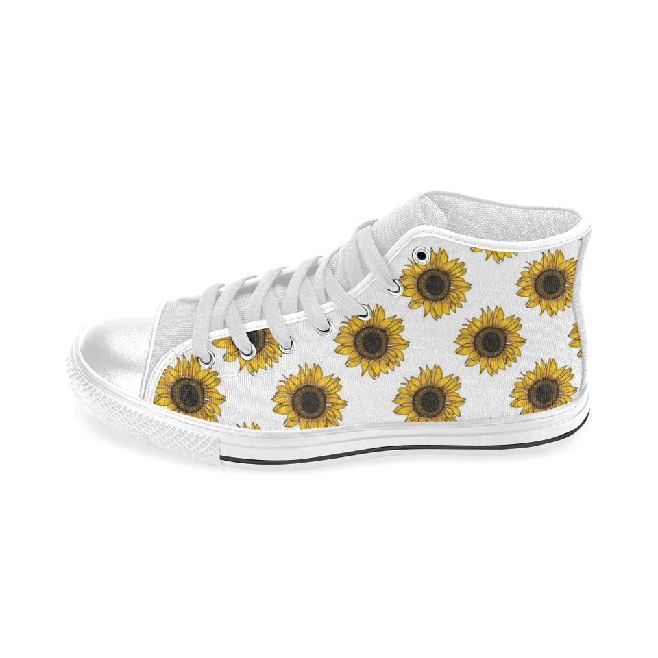 sunflowers design pattern Men's High Top Canvas Shoes White