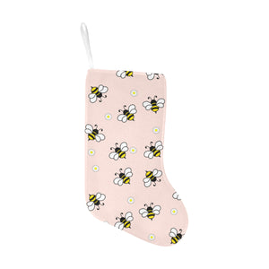 Cute bee flower pattern pink background Christmas Stocking