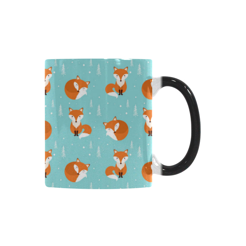 Fox pattern blue b ackground Morphing Mug Heat Changing Mug