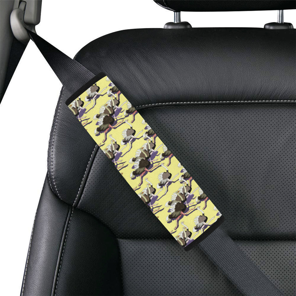 Ostrich Pattern Print Design 04 Car Seat Belt Cover