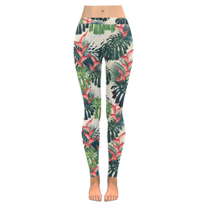 heliconia flowers, palm and monstera leaves Women's Legging Fulfilled In US
