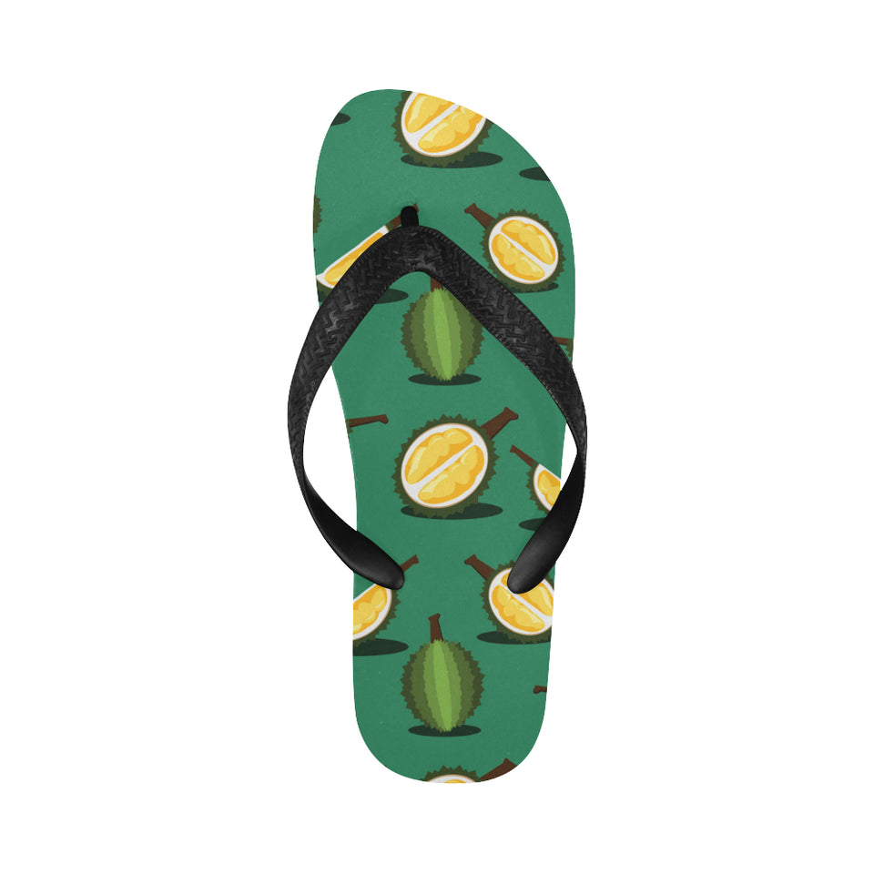 Durian pattern green background Unisex Flip Flops