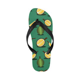 Durian pattern green background Unisex Flip Flops