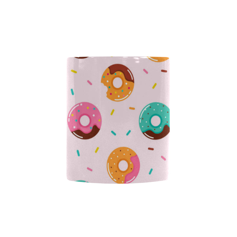 Donut pattern glaze pink background Morphing Mug Heat Changing Mug