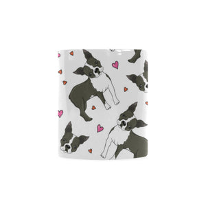 Boston terrier dog hearts vector pattern Classical White Mug (Fulfilled In US)