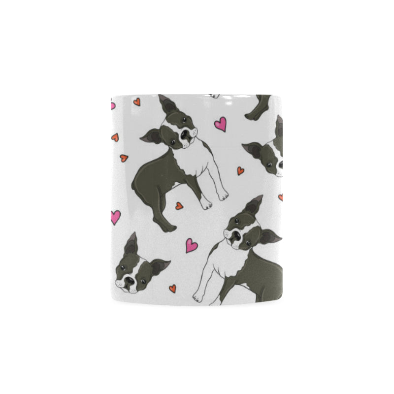 Boston terrier dog hearts vector pattern Classical White Mug (Fulfilled In US)