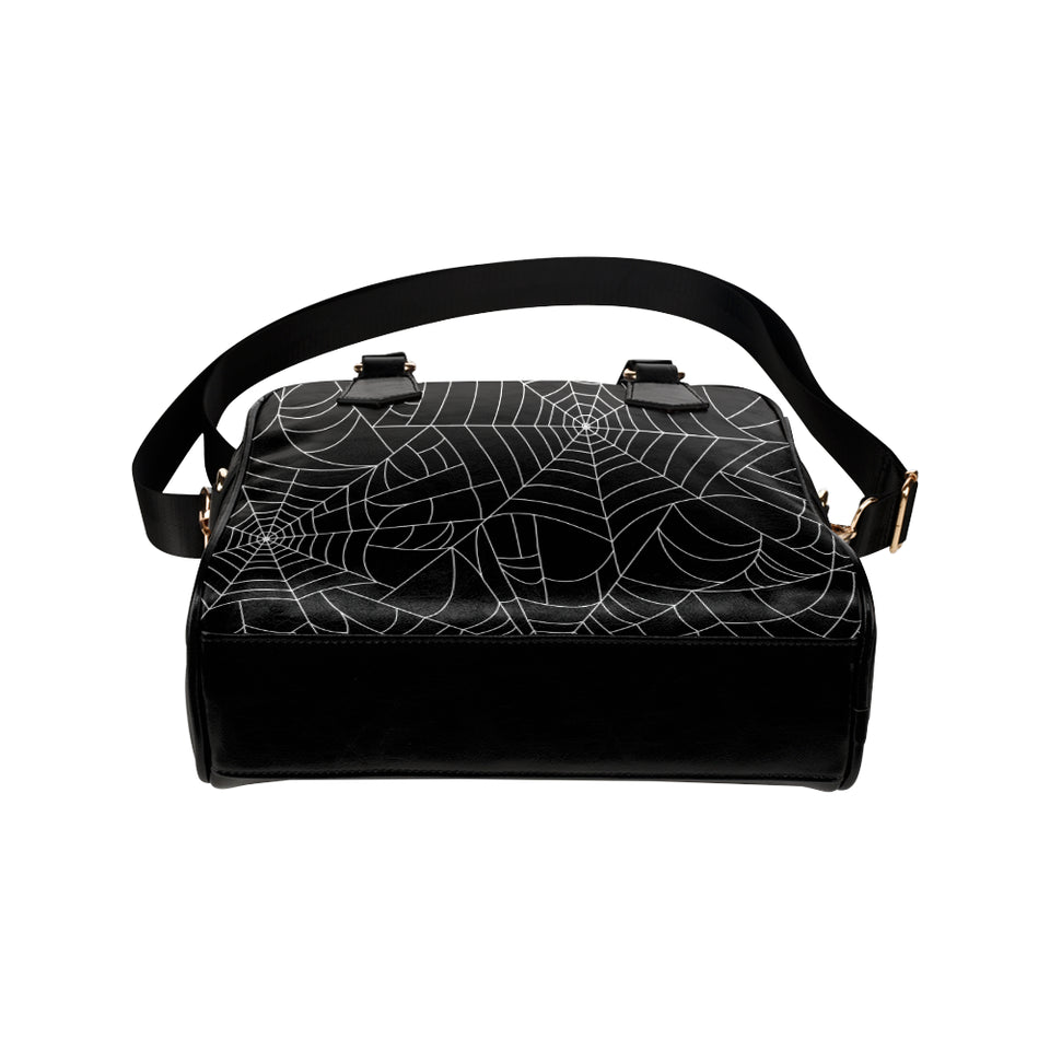 Spider web pattern Black background white cobweb Shoulder Handbag