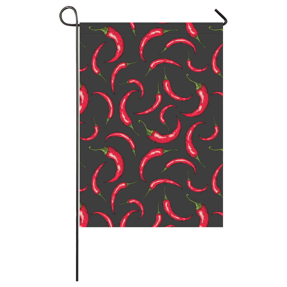 Chili peppers pattern black background House Flag Garden Flag