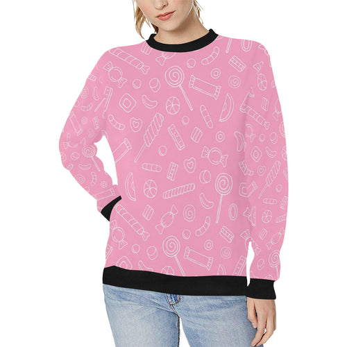 Sweet candy pink background Women's Crew Neck Sweatshirt