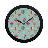 Hot Air Balloon design Pattern Elegant Black Wall Clock