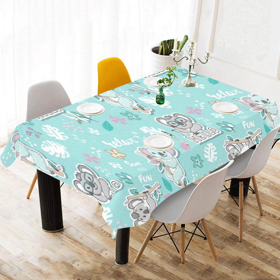 Cute koalas blue background pattern Tablecloth