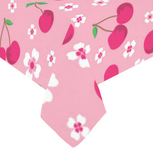 cherry flower pattern pink background Tablecloth