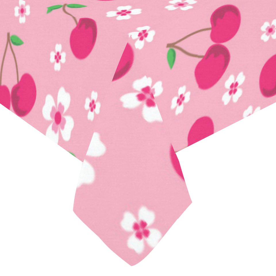 cherry flower pattern pink background Tablecloth