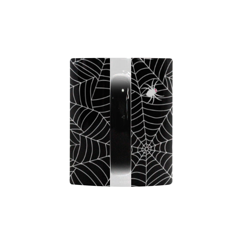 Spider web design pattern Black background white c Morphing Mug Heat Changing Mug