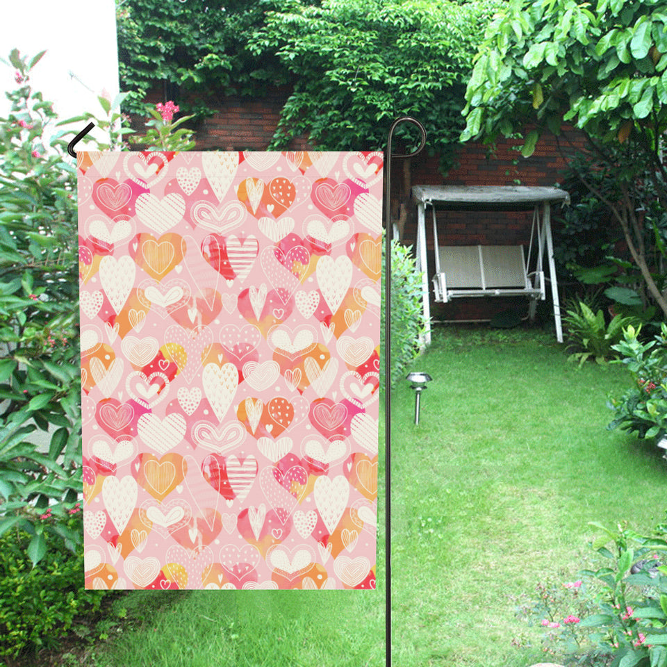 Hand drawn heart design pattern House Flag Garden Flag