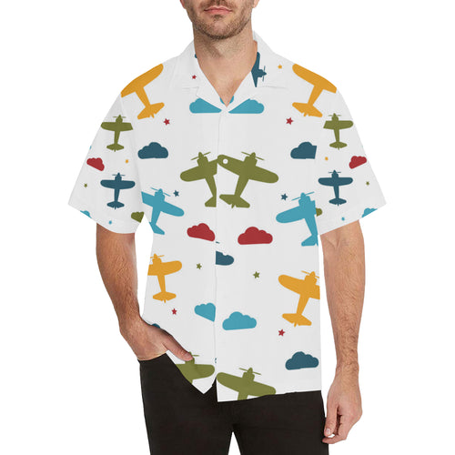 Airplane star cloud colorful Men's All Over Print Hawaiian Shirt
