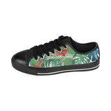 heliconia palm and monstera  leaves pattern Men's Low Top Canvas Shoes Black