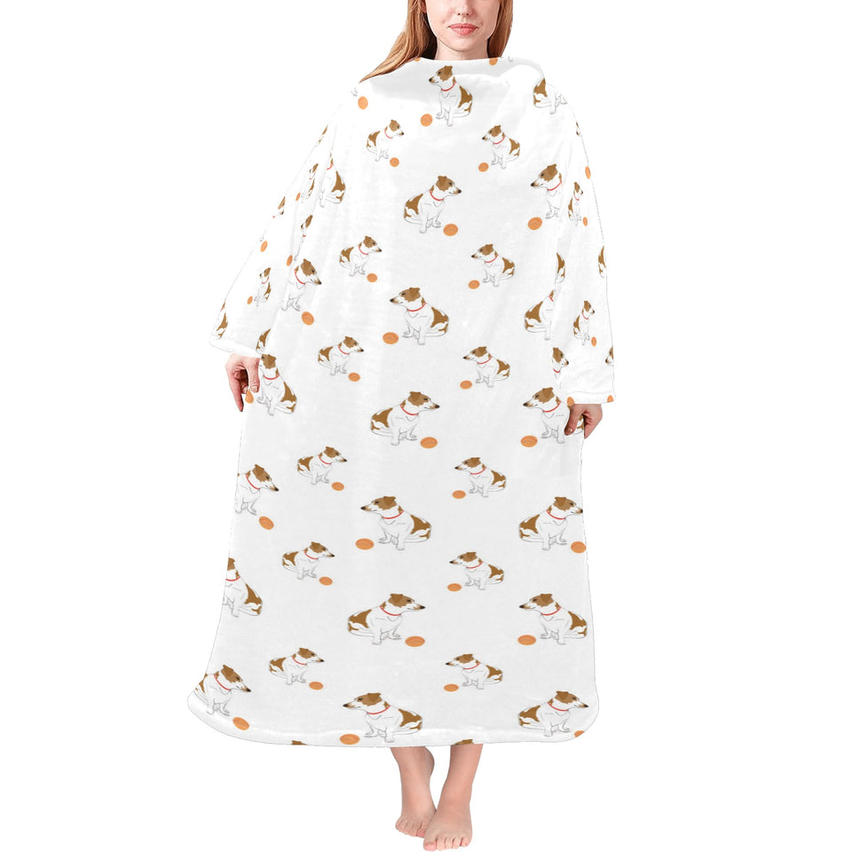 Jack Russel Pattern Print Design 05 Blanket Robe with Sleeves