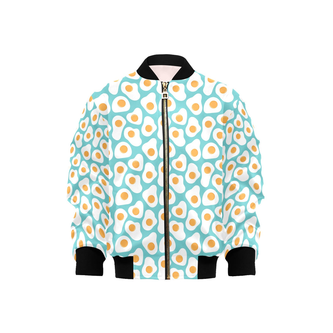 Fried Eggs Pattern Print Design 04 Kids' Boys' Girls' Bomber Jacket