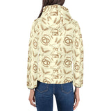 Windmill Wheat pattern Women's Padded Hooded Jacket
