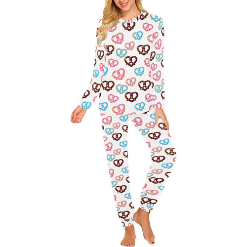Pretzels Pattern Print Design 04 Women's All Over Print Pajama Set