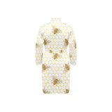 Bee honeycomb seamless design pattern Men's Long Sleeve Belted Night Robe