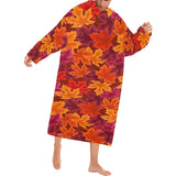 Autumn maple leaf pattern Blanket Robe with Sleeves