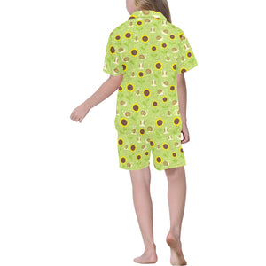 Snail Pattern Print Design 01 Kids' Boys' Girls' V-Neck Short Pajama Set