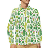 Cactus pattern copy Men's Long Sleeve Polo Shirt