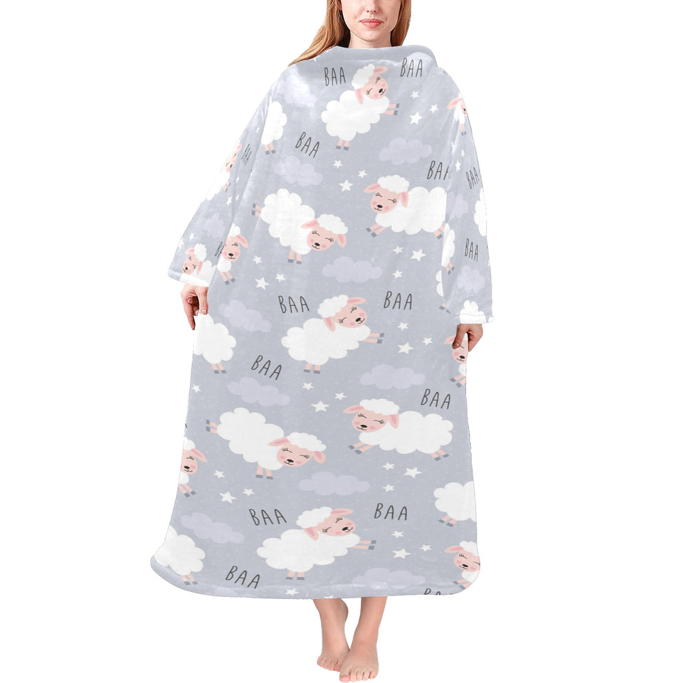 Sweet dreams sheep pattern Blanket Robe with Sleeves
