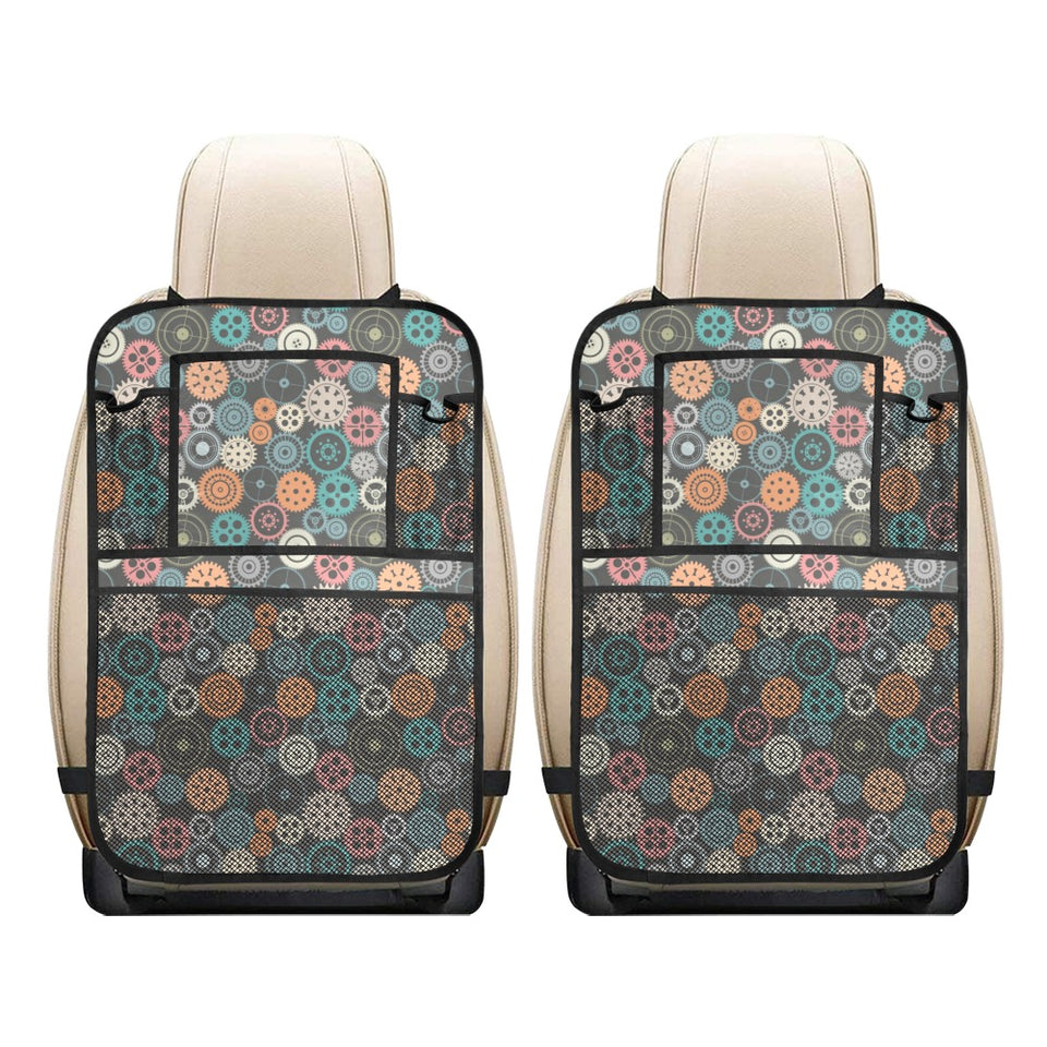 Gear Pattern Print Design 05 Car Seat Back Organizer