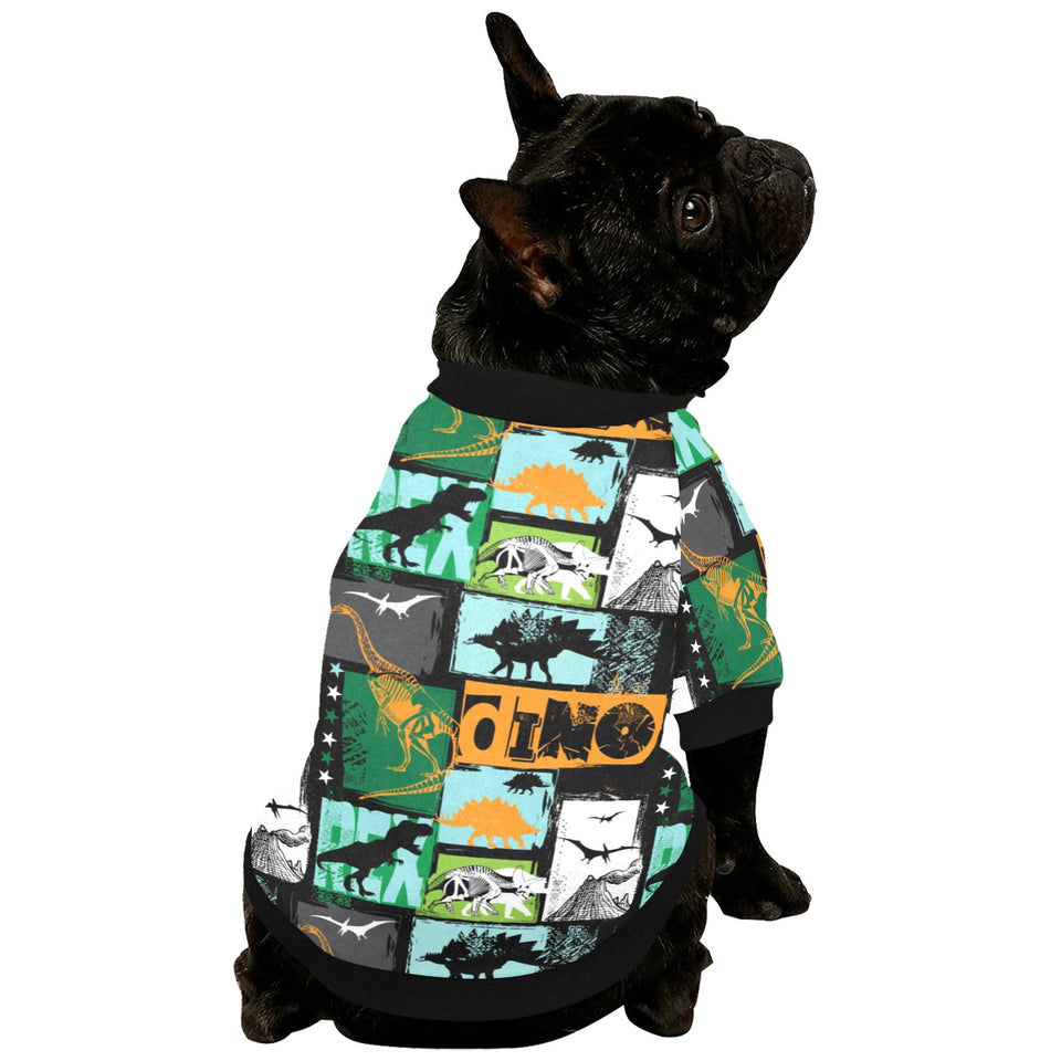 dinosaurs print pattern All Over Print Pet Dog Round Neck Fuzzy Shirt