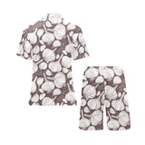 Garlic bulb dark background Men's V-Neck Short Pajama Set