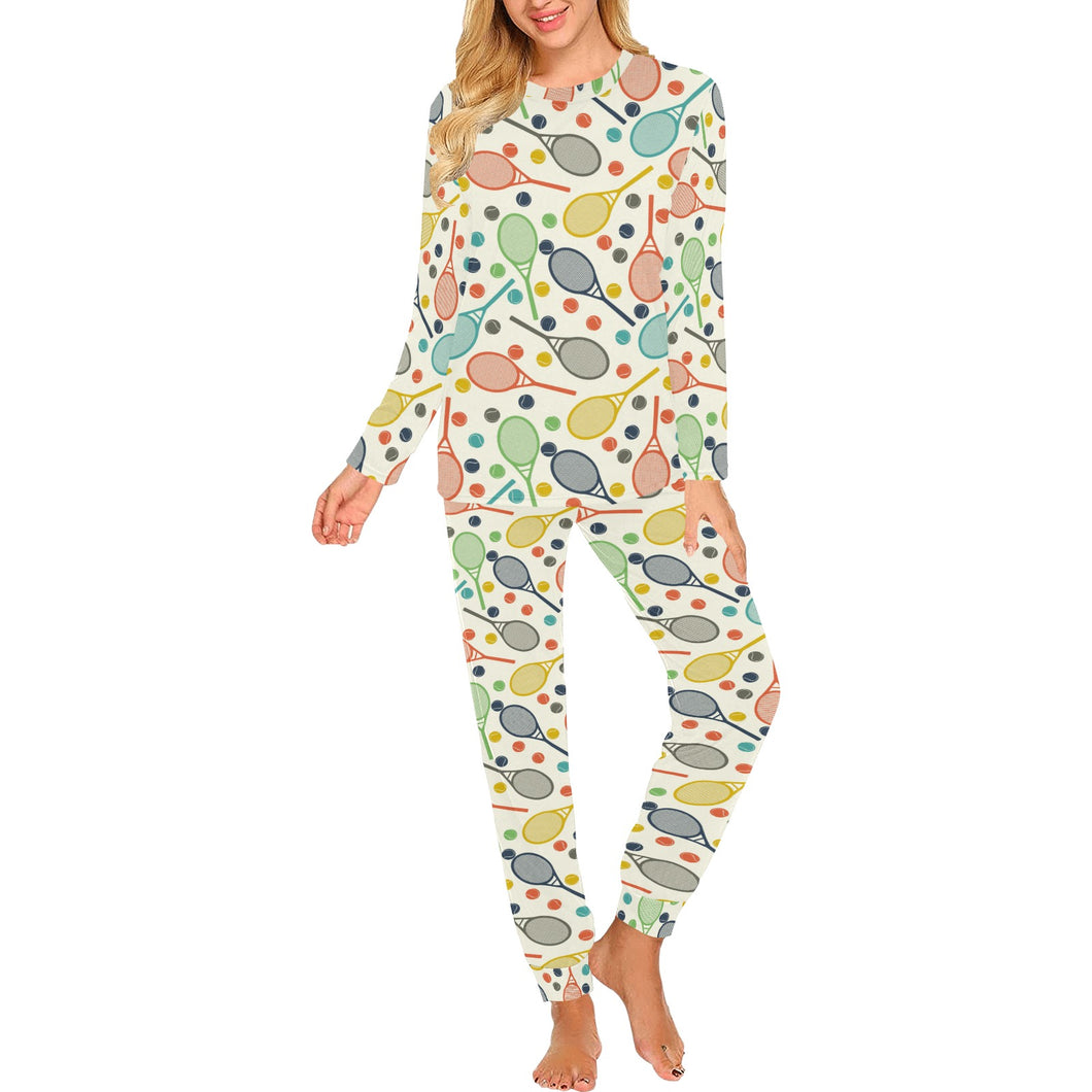 Tennis Pattern Print Design 03 Women's All Over Print Pajama Set