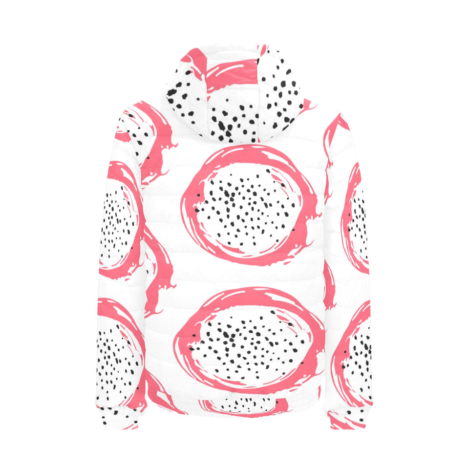 Hand drawn dragon fruit Men's Padded Hooded Jacket